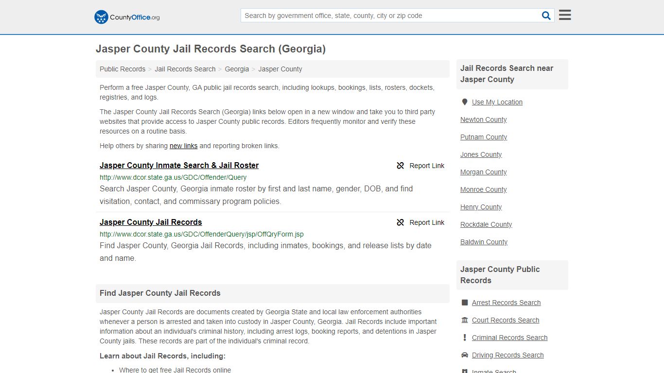 Jasper County Jail Records Search (Georgia) - County Office