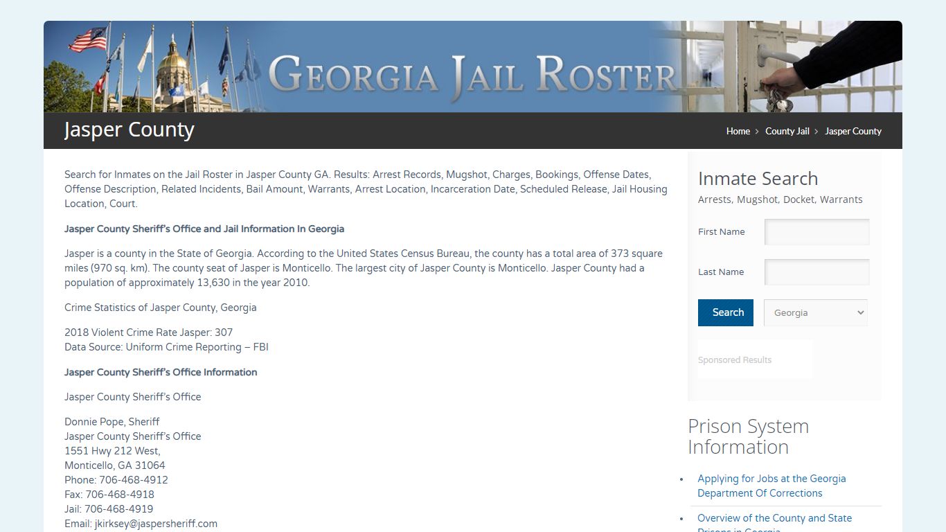 Jasper County | Georgia Jail Inmate Search